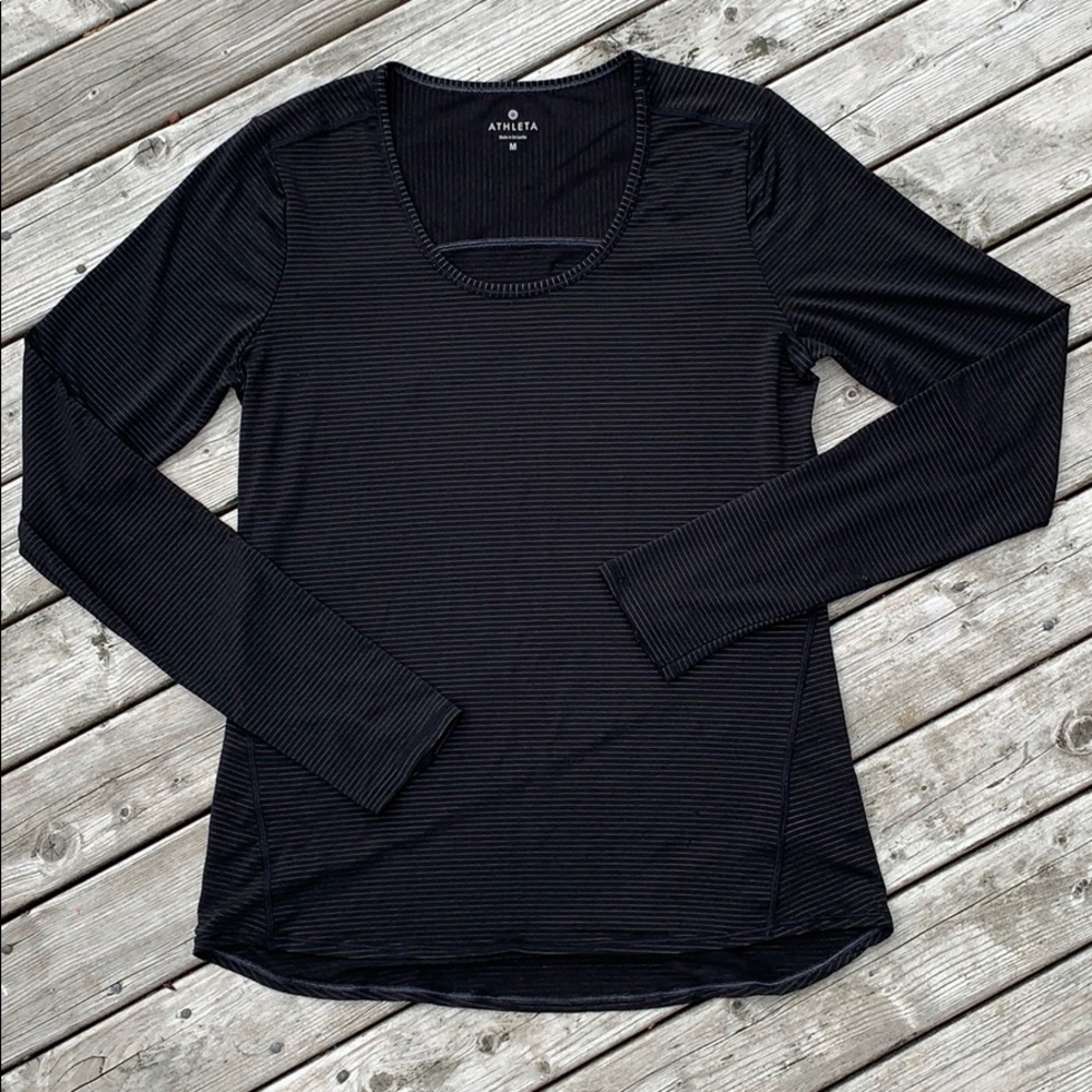 ATHLETA Long Sleeve Black Chi Top